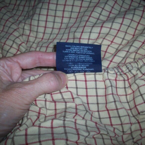 RALPH LAUREN VINTAGE Brown Red Check TWIN FITTED SHEET 100% Cotton, has flaws - Picture 5 of 11